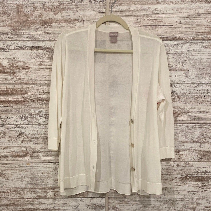 WHITE BUTTON UP CARDIGAN $129