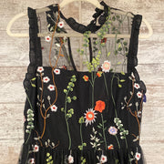 BLACK/FLORAL A LINE GOWN