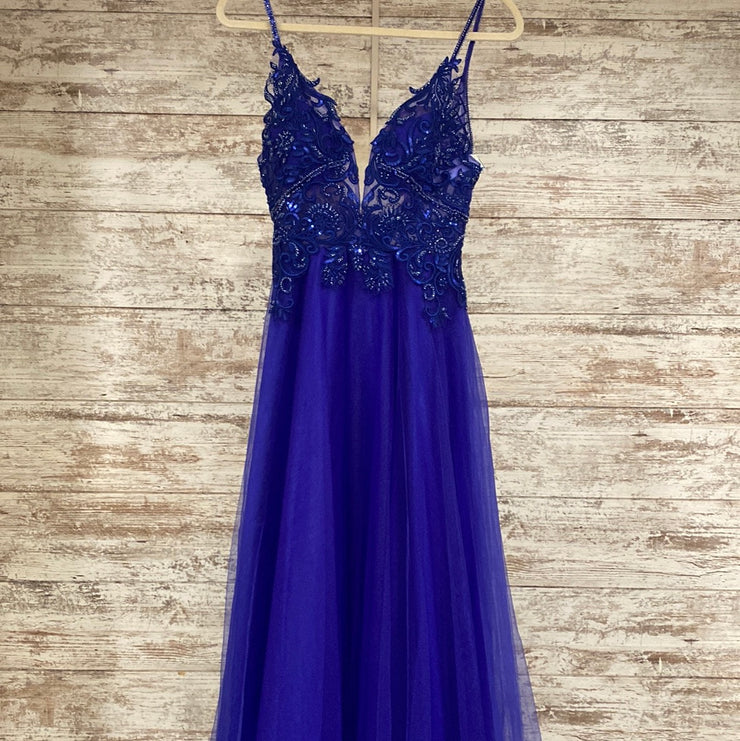 ROYAL BLUE A LINE GOWN