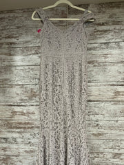 GRAY LACE LONG EVENING GOWN