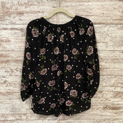 BLACK/FLORAL LONG SLEEVE TOP