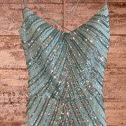 BLUE/GREEN SPARKLY LONG DRESS