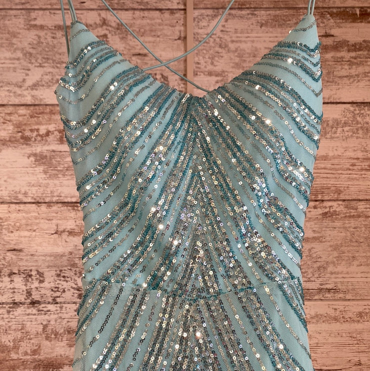 BLUE/GREEN SPARKLY LONG DRESS