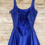 ROYAL BLUE SPARKLY A LINE GOWN