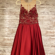 RED/TAN A LINE GOWN