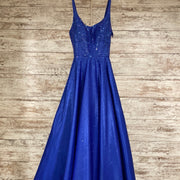 ROYAL BLUE SPARKLY A LINE GOWN