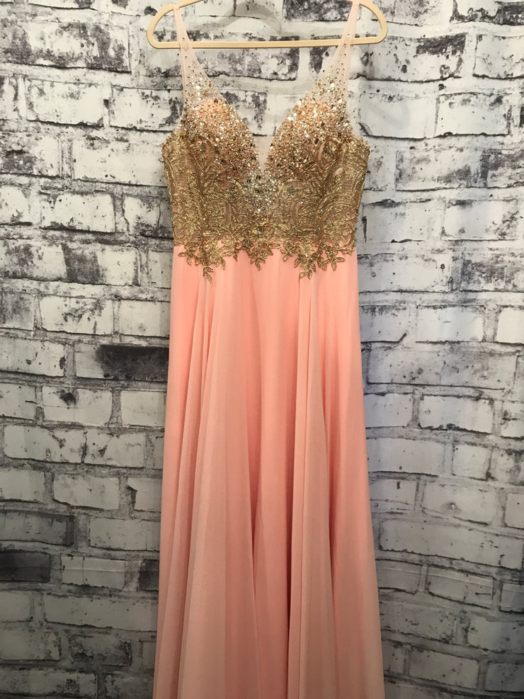 PINK/GOLD LONG EVENING GOWN