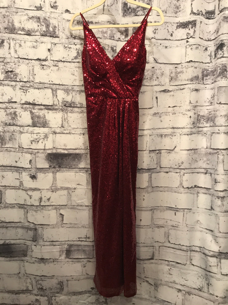 BURGUNDY BEADED LONG GOWN