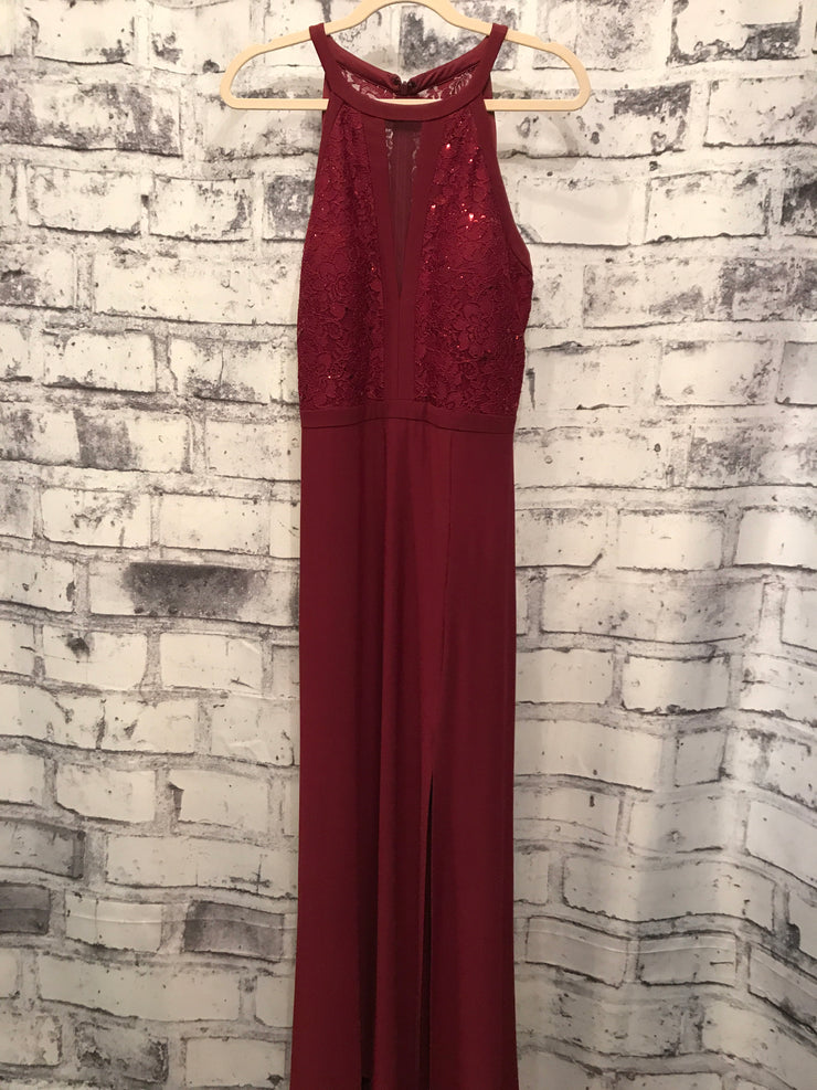 BURGUNDY LONG EVENING GOWN