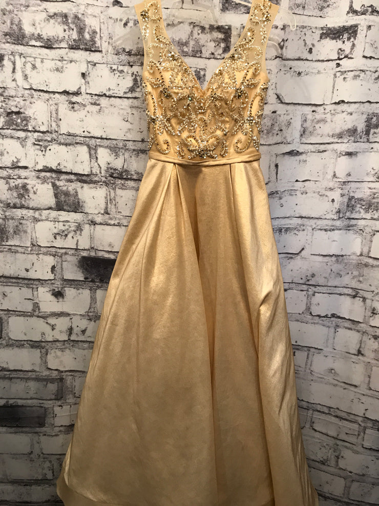 GOLD BEADED A LINE GOWN