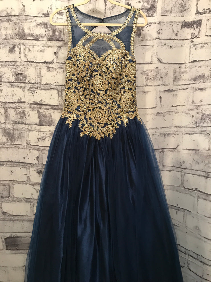 NAVY/GOLD PRINCESS GOWN