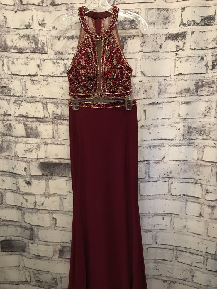 BURGUNDY 2 PC. LONG GOWN SET