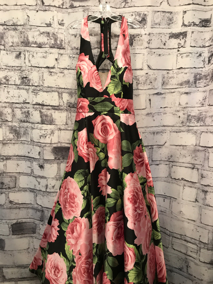 PINK FLORAL A LINE GOWN