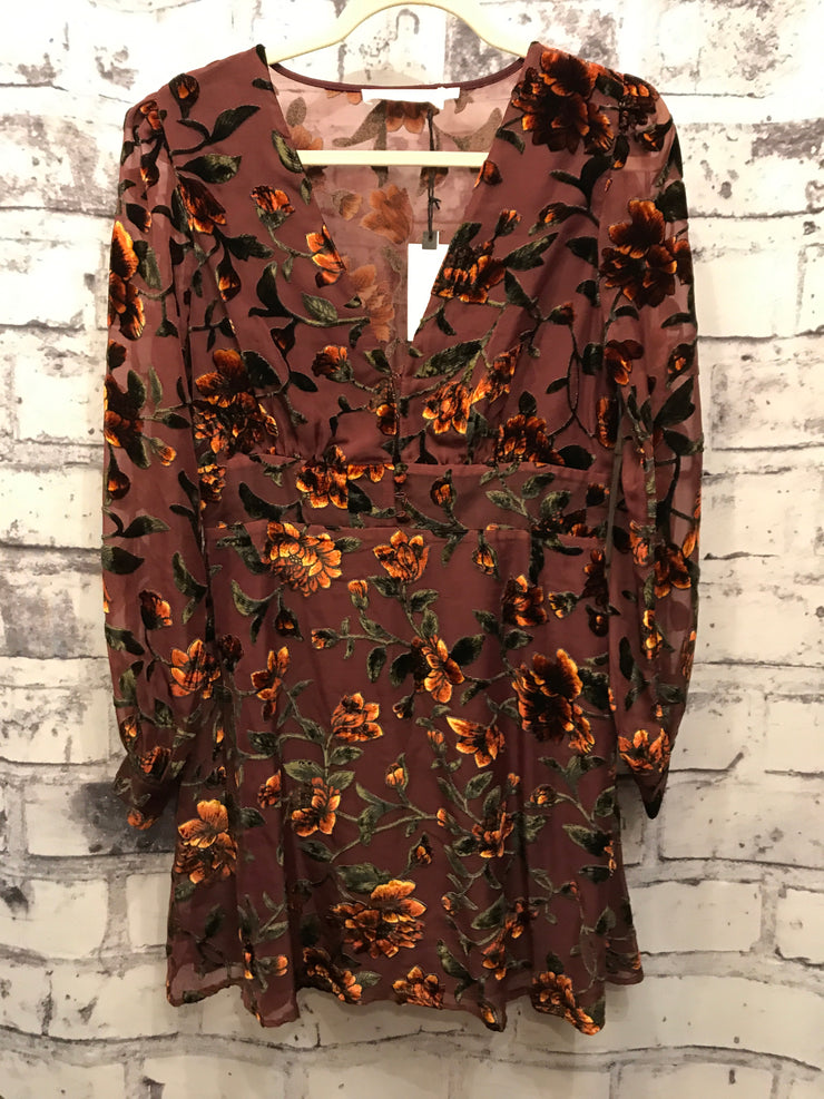 BROWN/FLORAL SHORT DRESS (NEW)