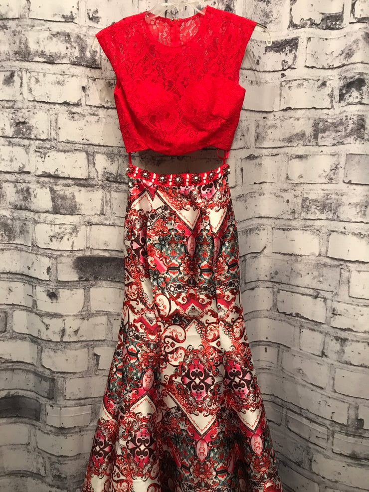 RED/COLORFUL 2 PIECE MERMAID
