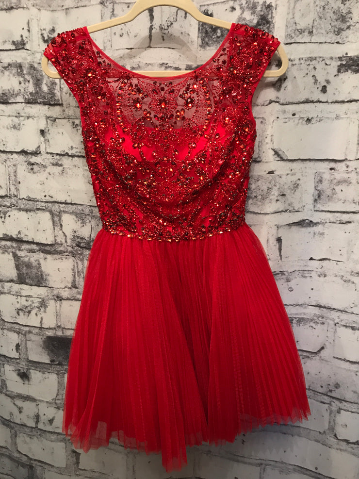 RED BEADED SHORT DRESS